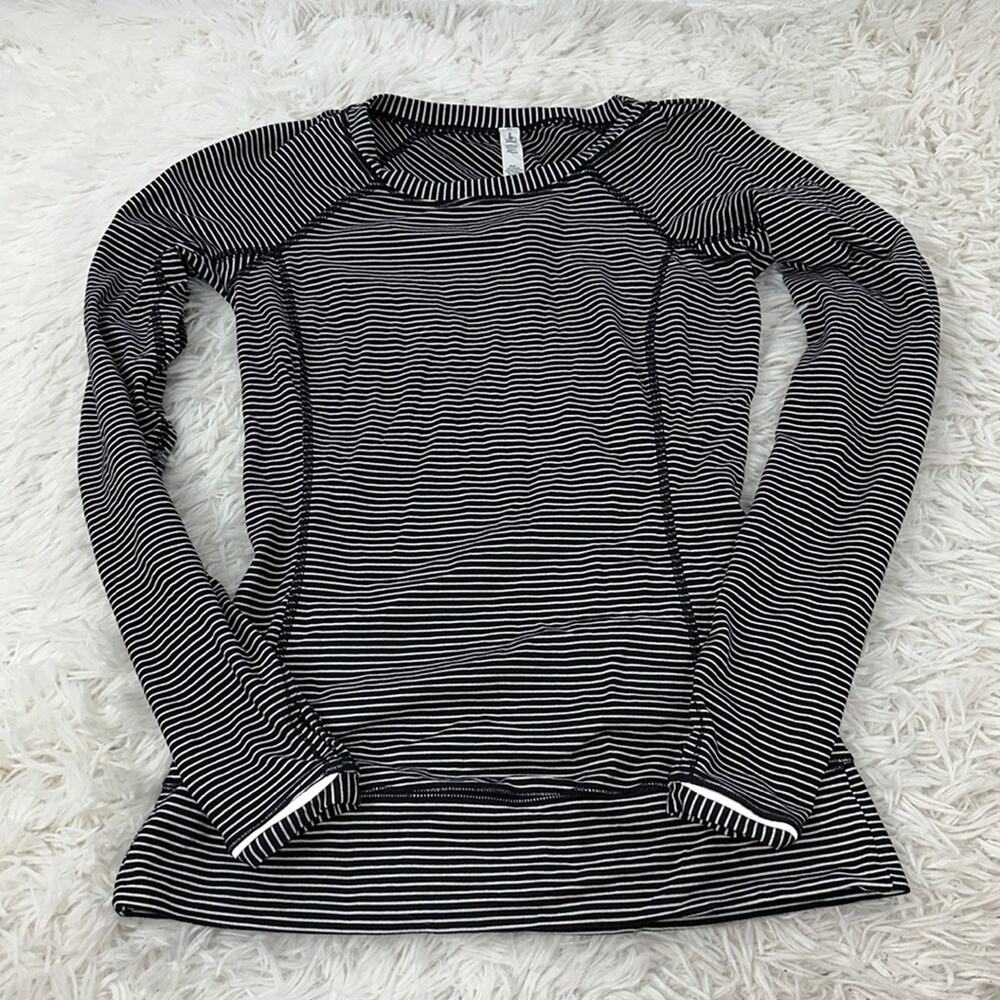 Lululemon Race Your Pace Long Sleeve Hyper Stripe Heathered Angel White Black